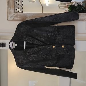 St  John Sport black blazer with brocade gold print